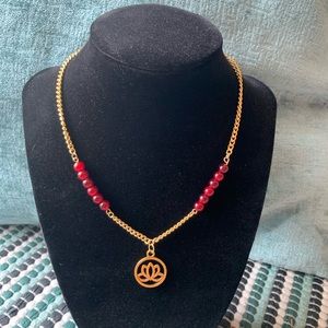 Lotus charm gold chain necklace